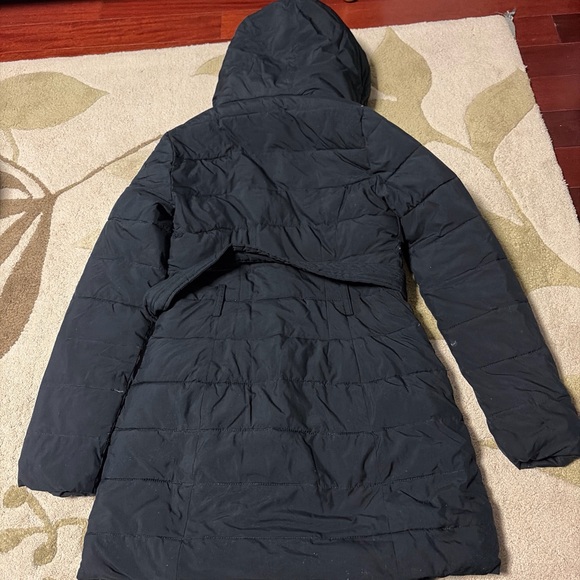 Abercrombie & Fitch Black Belted Hooded Puffer Coat Jacket XS - Picture 4 of 4